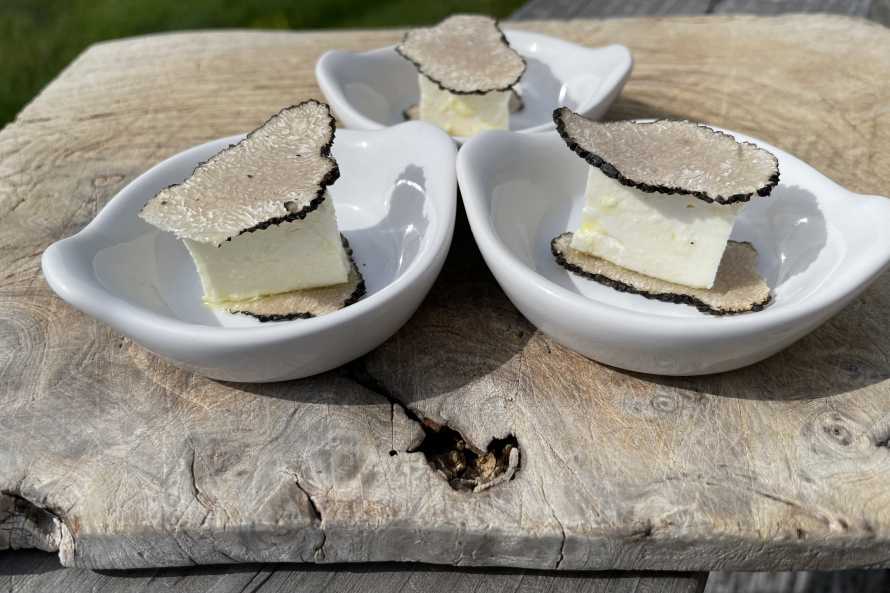 Sandwich de fromage frais de chevre et truffe d'été