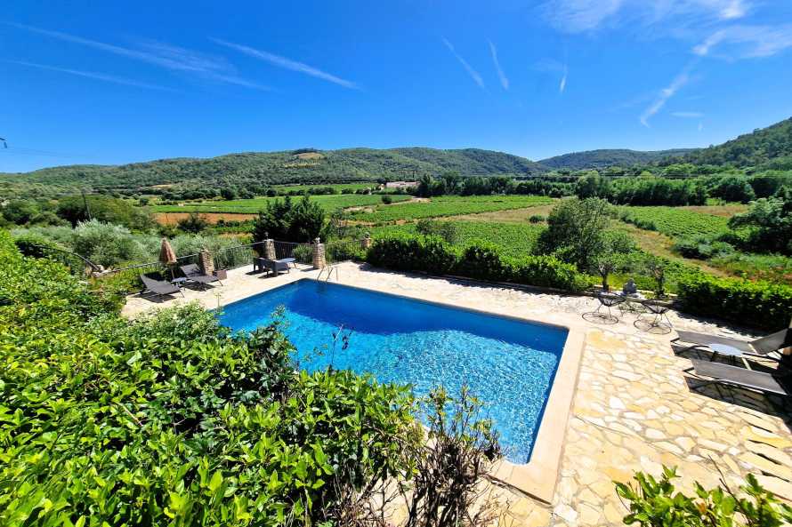 Piscine avec vue sur le vignoble